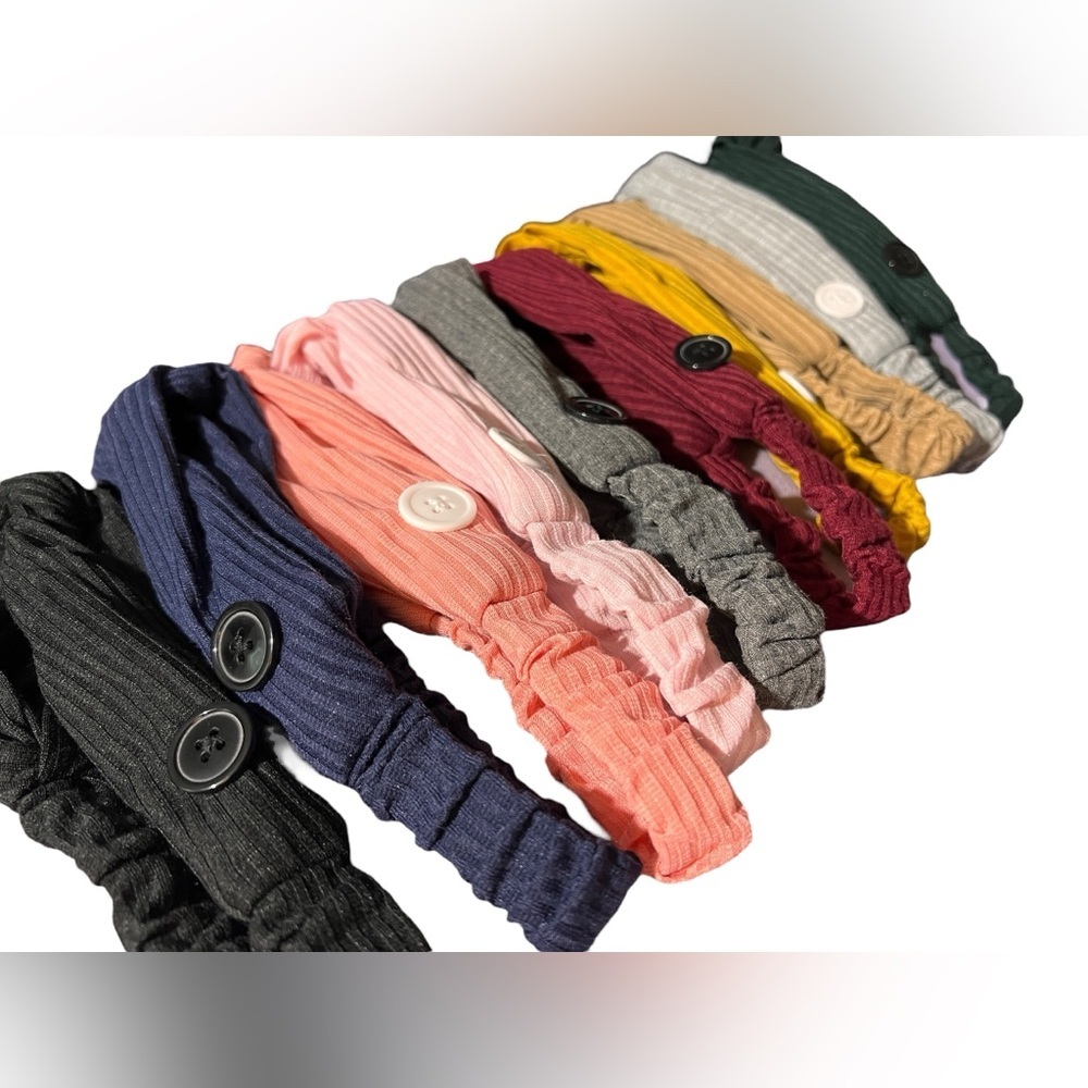 Lot of 10 Crossover Headbands with Buttons - Picture 3 of 6